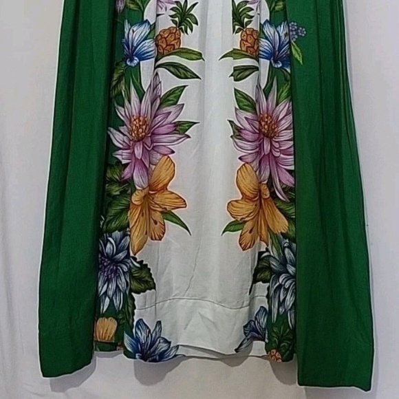 Unworn Farm Rio Sweet Bloom Dreamscape Linen Blend Midi Dress in Off White Multi - Picture 10 of 11